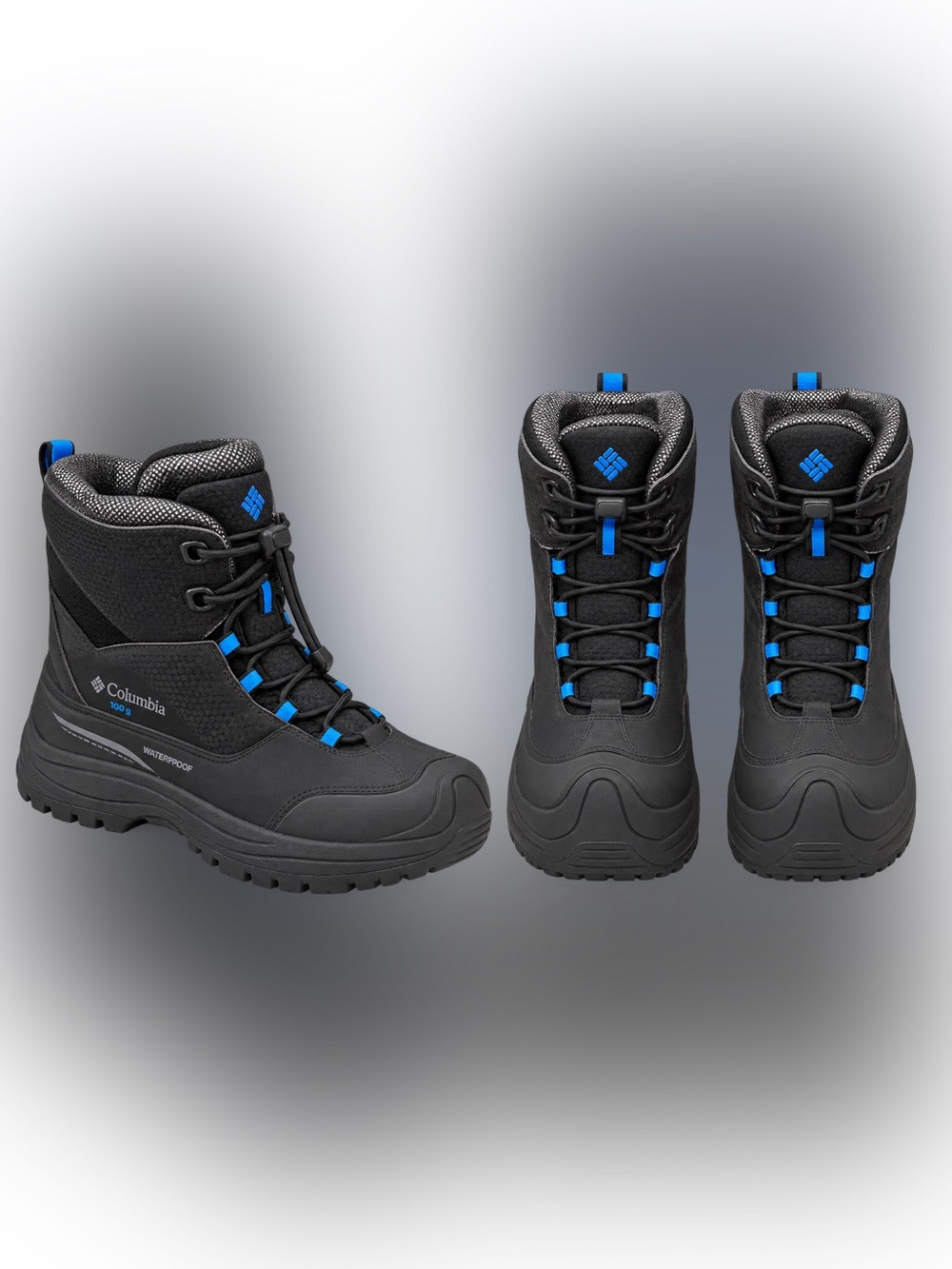 Columbia Kids Black and Blue Waterproof Winter Boots